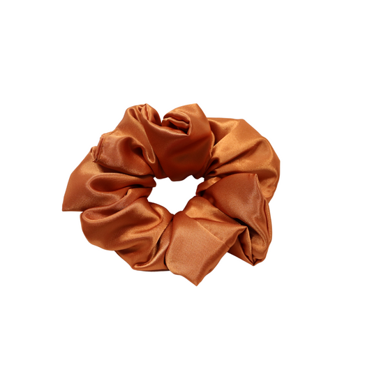 Élastique de type scrunchie, chouchou orange en satin