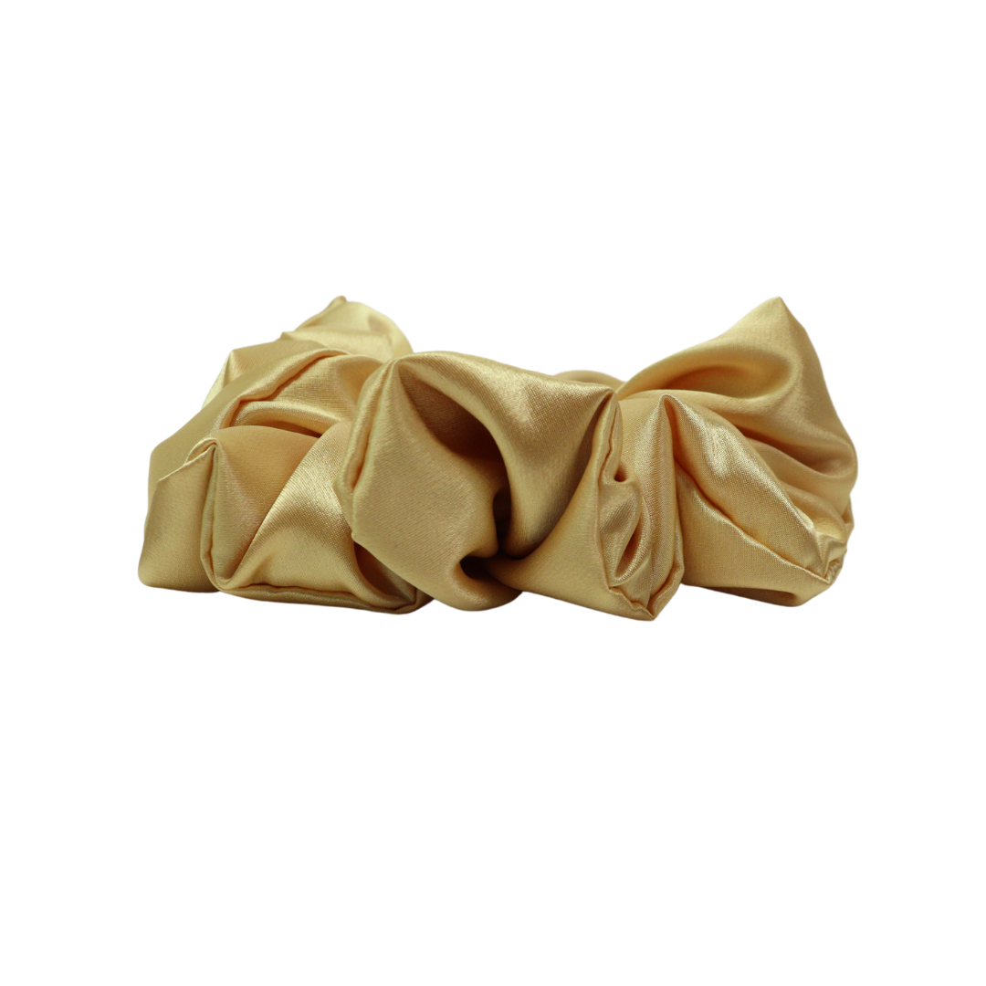 Élastique de type scrunchie, chouchou jaune en satin