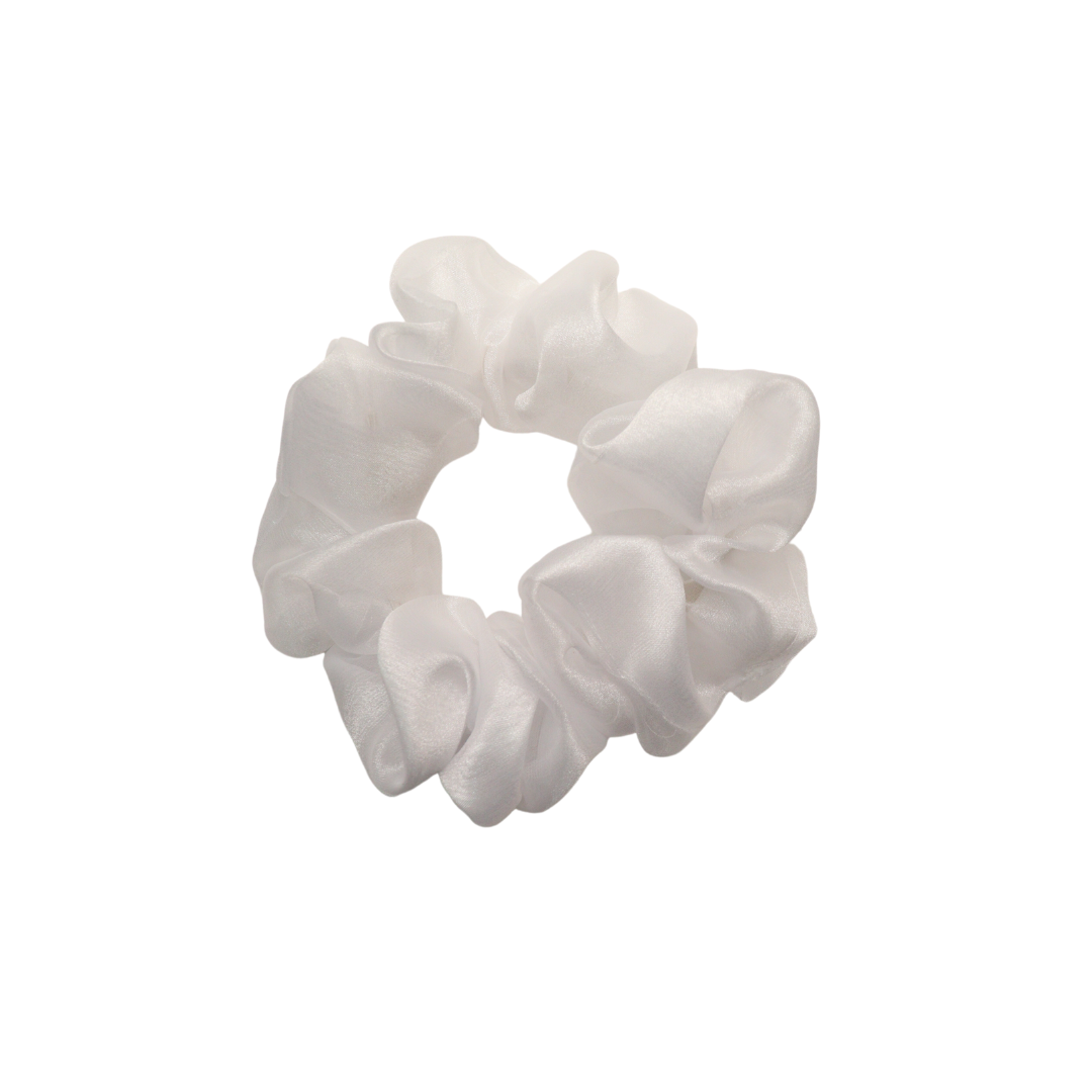 Élastique de type scrunchie, chouchou blanc en organza