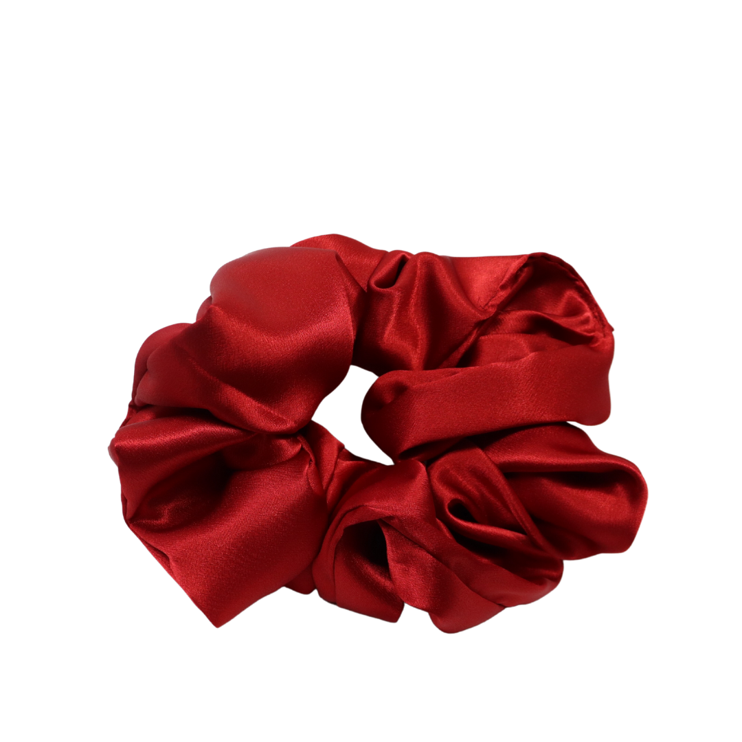 Élastique de type scrunchie, chouchou rouge  en satin