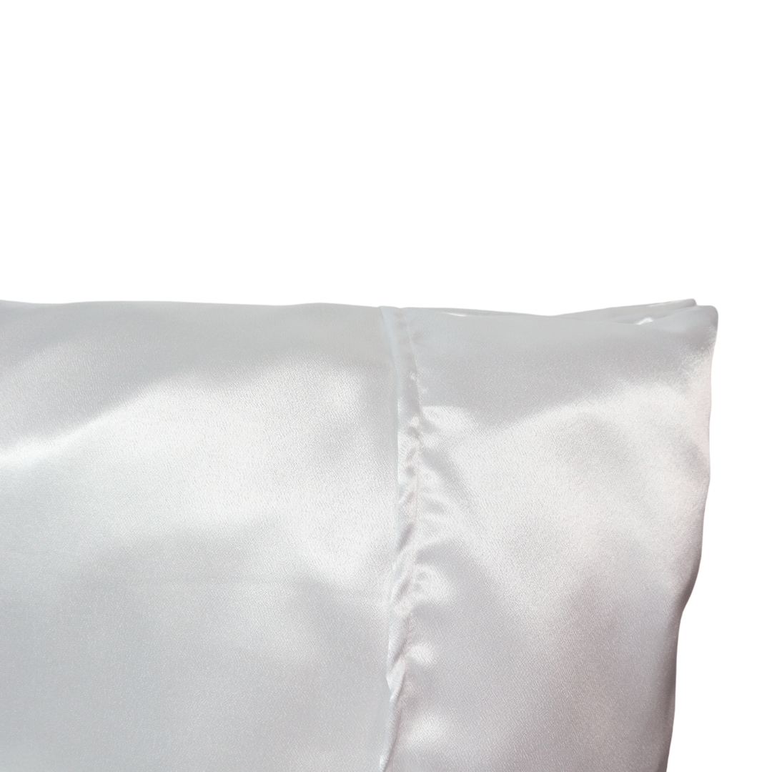 Taie d'oreiller en satin blanc de dos