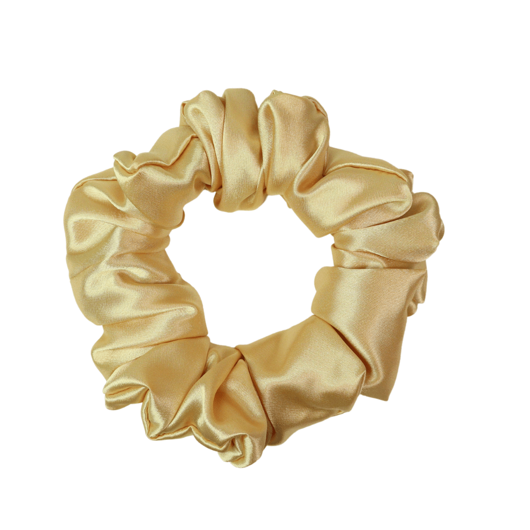 Élastique de type scrunchie, chouchou jaune en satin